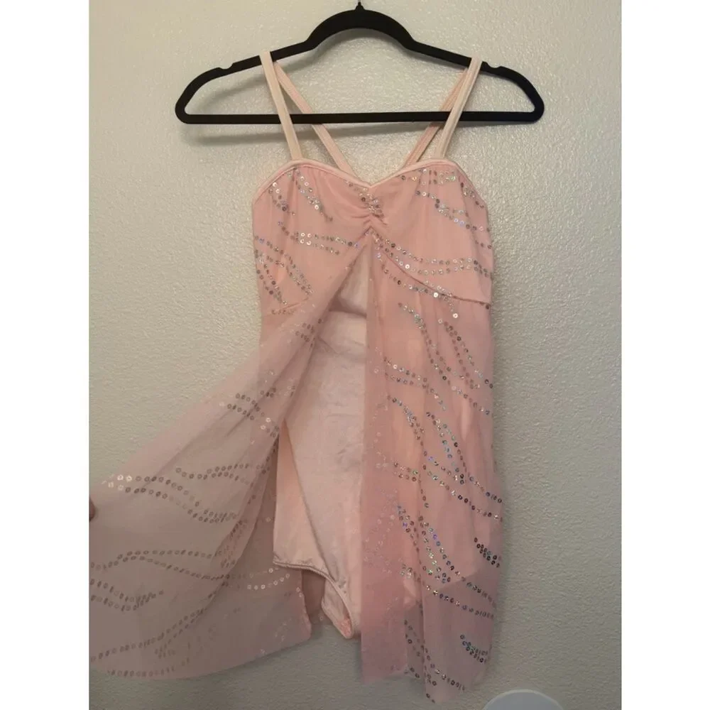 Art Stone Dance Costume pink mesh slip dress lyrical 2380 LA-Large adult